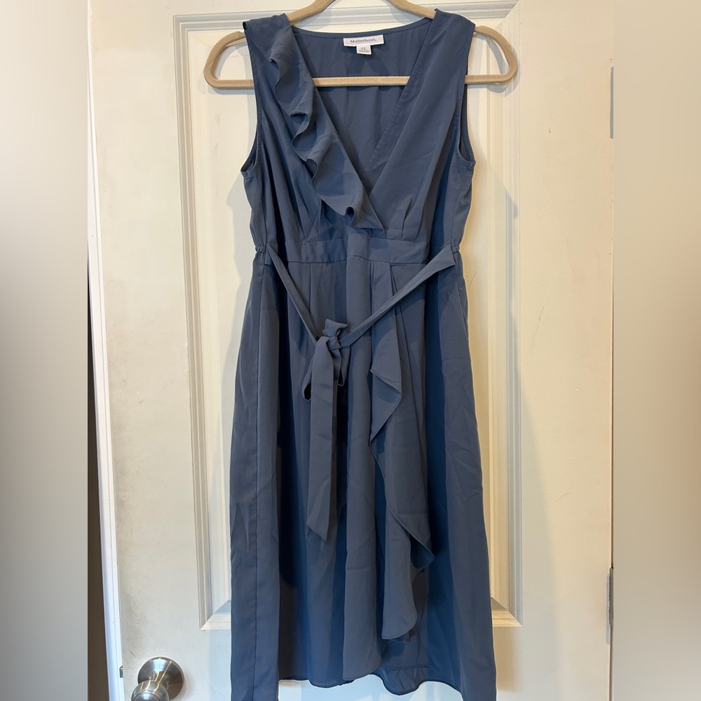 Motherhood Maternity Sleeveless Faux Wrap Dress ~ Ruffle Detail : Size Small